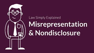 Misrepresentation and Nondisclosure  Contracts  Defenses amp Excuses [upl. by Vidovik188]