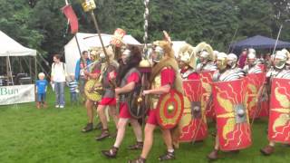 Roman Reenactment at the Amphitheatre in Caerleon Marching In [upl. by Auhsohey]