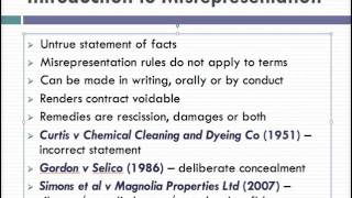 Misrepresentation Lecture 1 of 4 [upl. by Odlawso451]